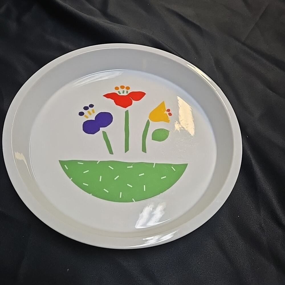 Vintage Riva Japan MCM Tulip Floral Stoneware Round Baking Dish MCM